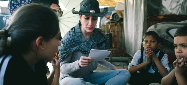 Director Issa López on the set of "Tigers Are Not Afraid."
