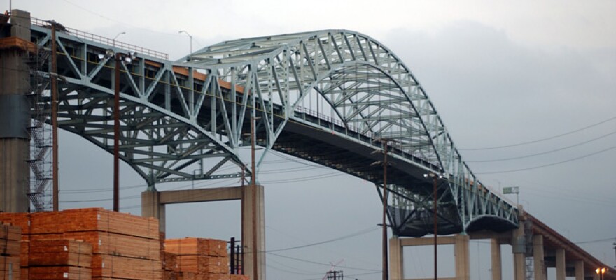 The existing Gerald Desmond Bridge which carries traffic over the ports of Long Beach and Los Angeles, is being replaced to allow the world's largest cargo ships to access births at the Port of Long Beach. Construction is expected to be finished in 2016. 