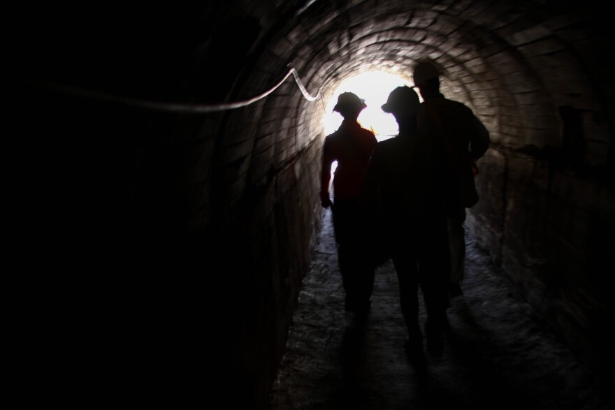 Portions of the Maclay Highline built in 1915 are being reinforced in Sylmar, California on July 19, 2017.
