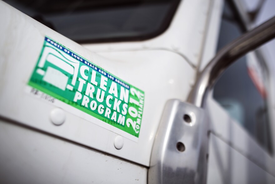 Through the Ports of Long Beach and Los Angeles' Clean Trucks Program, the new liquified natural gas trucks were a five-year commitment. Jody Johnson, a used truck manager, says many owners started selling them as soon as that commitment was over.