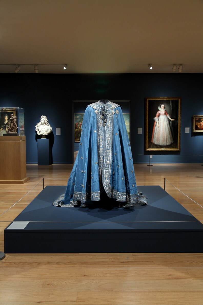 Among the many pieces of art at the Norton Simon Museum exhibit, "Lock, Stock and Barrel," is this luxurious cape, dating back to circa 1805. Made in Spain, it was worn by those knighted into the order of Carlos III.
