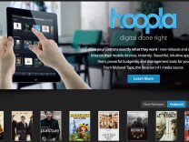 A screen shot of the hoopla website. The company plans to provide streaming audio and video to library card holders.