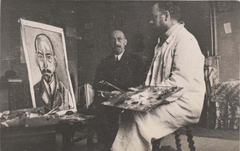 <p>Henri Matisse works on a portrait of Michael Stein in 1916.</p>