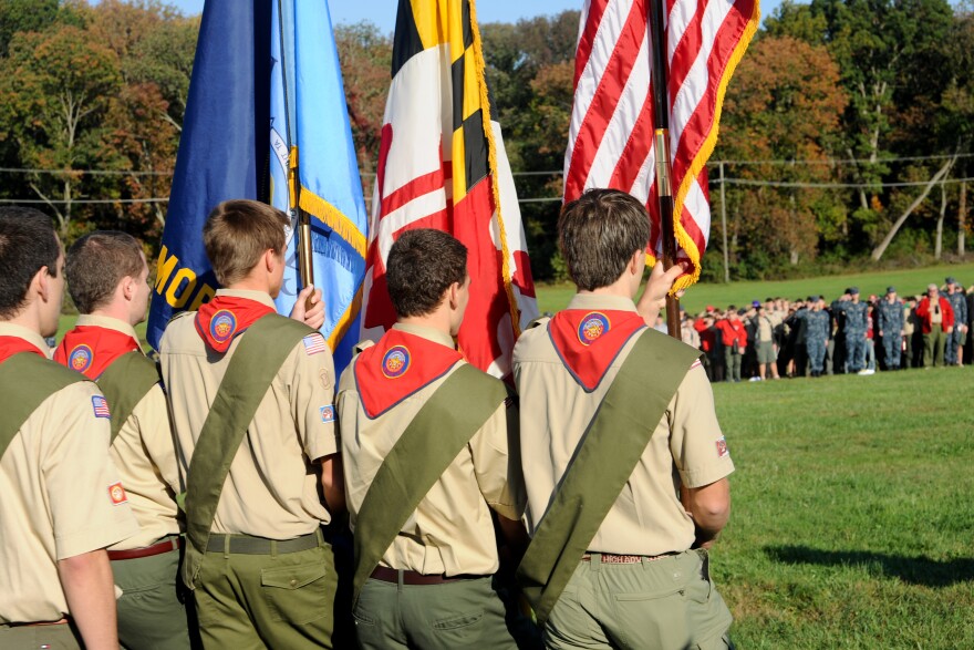 A boy scout troop.