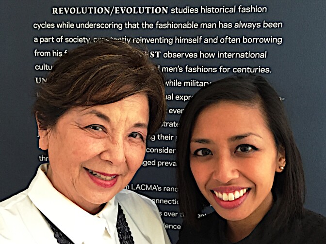 Sharon Takeda, senior curator and head of LACMA's Costume and Textiles Department, and Clarissa Esguerra, assistant curator of costume and textiles.
