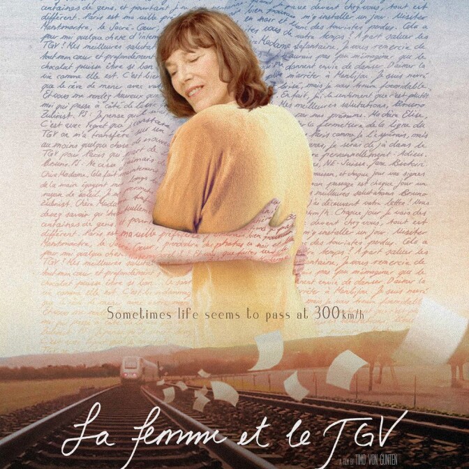 Movie poster for the Oscar nominated live action short "La Femme et le TGV" starring Jane Birkin.