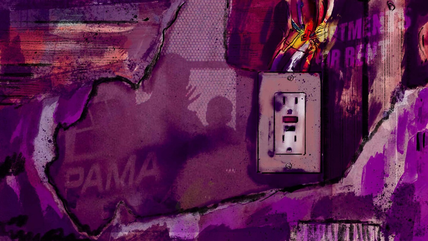 Illustration of an burned outlet and fire damage inside a PAMA property