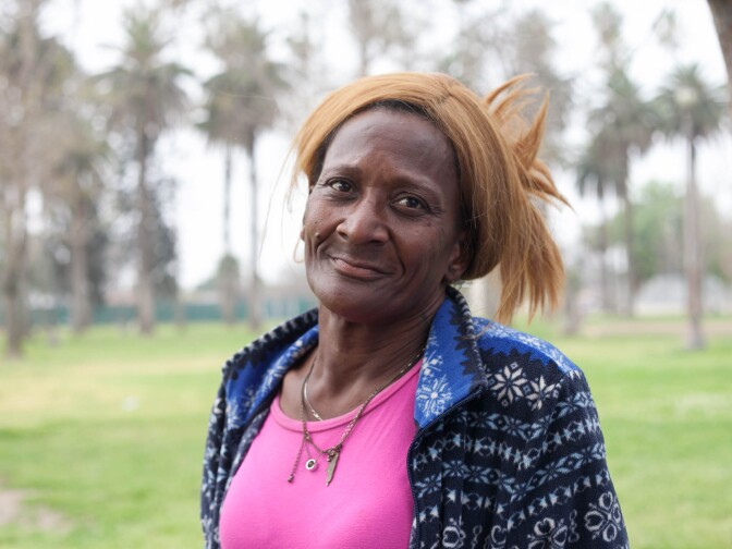 Alice Myles, 61, used to be a nurse but has experienced homelessness for many years, choosing to stay in a park in South Los Angeles, Calif. Photographed on Wednesday, Mar. 14, 2018. 
