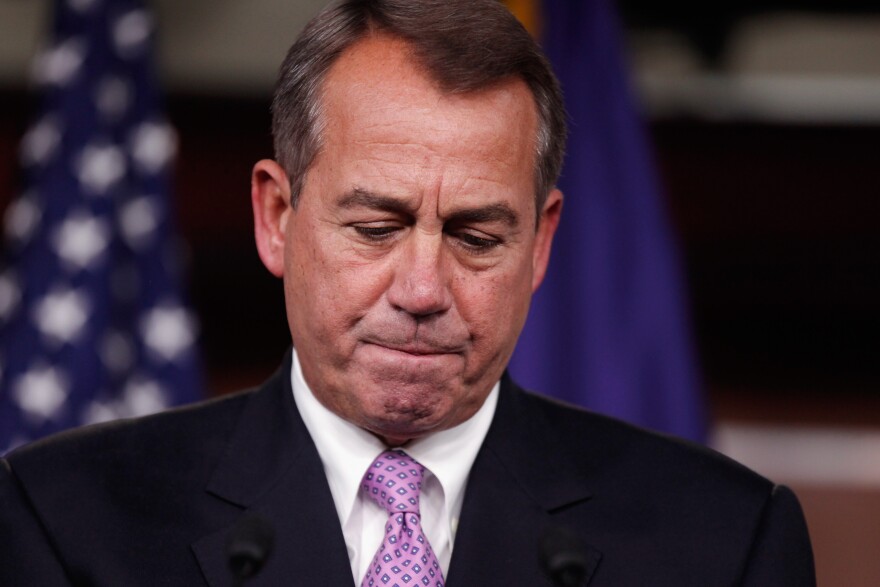 WASHINGTON, DC - DECEMBER 22:  Speaker of the House John Boehner (R-OH) hods a news conference to announce that he and Senate Majority Leader Harry Reid (D-NV) had negotiated deal on the payroll tax cut that was set to expire at the end of the year at the U.S. Capitol December 22, 2011 in Washington, DC. Earlier in the day, Senate Minority Leader Mitch McConnell (R-KY) said the House Republicans should accept the Senate's version of a two-month extension of the tax cut.  (Photo by Chip Somodevilla/Getty Images)