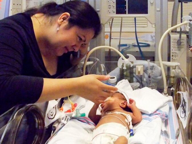 Maria Avelar, 36, gave birth prematurely to Isaac Acevedo in May 2016. He has seen
specialists for his lungs, heart, eyes, brain and stomach. Through a partnership with Providence Tarzana Medical Center, Children’s Hospital Los Angeles doctors are operating the neonatal intensive care unit where Acevedo has been since his birth.  