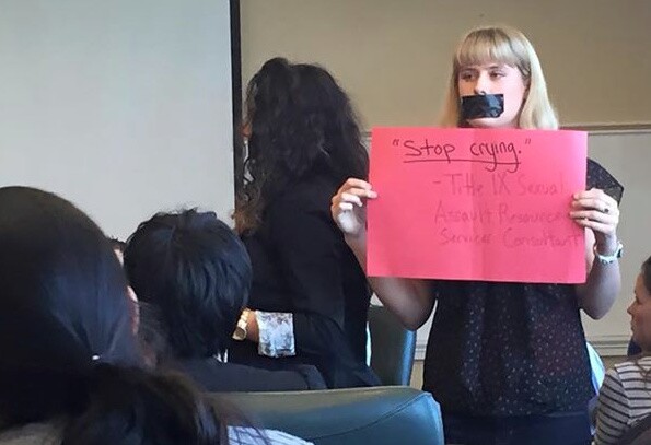 February 24, 2015 - Protestors at the National Conference on Campus Sexual Assault & Violence, hosted by UC Berkeley.