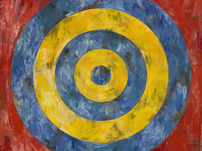 Jasper Johns, Target, 1961. Encaustic and collage on canvas. 