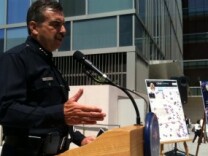 Los Angeles Police Chief Charlie Beck speaks to reporters about the Dodgers Stadium beating case on June 2, 2011.
