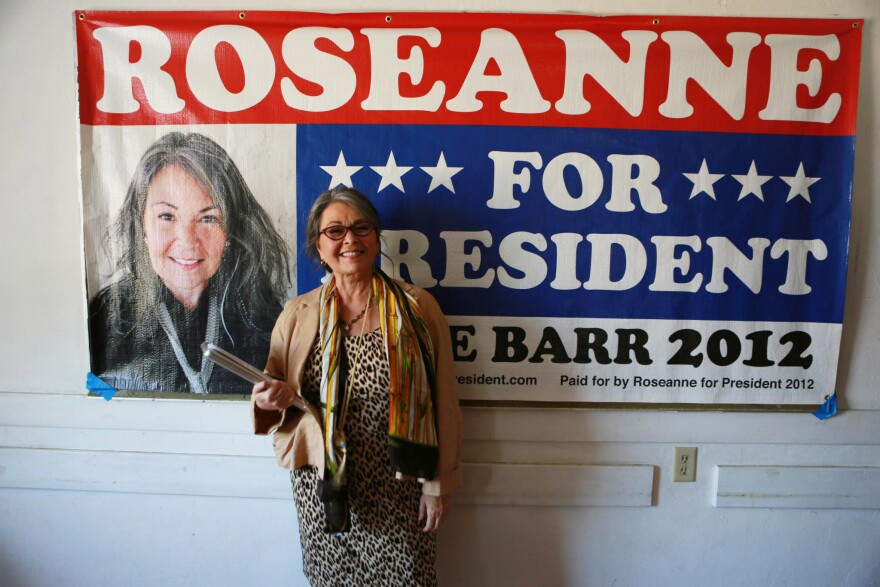 Roseanne Barr during her presidential campaign in 2012. 