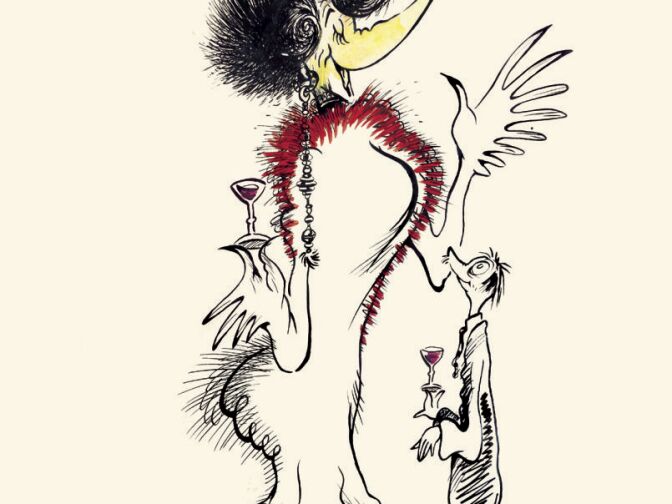 A painting from the La Jolla Birdwomen series by Theodore Geisel, otherwise known as Dr. Seuss.