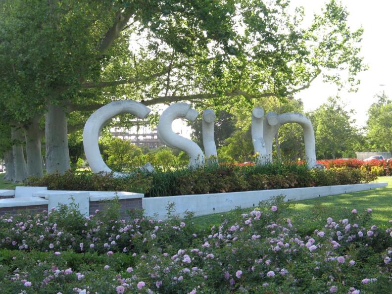 A sign at California State University's Northridge campus.