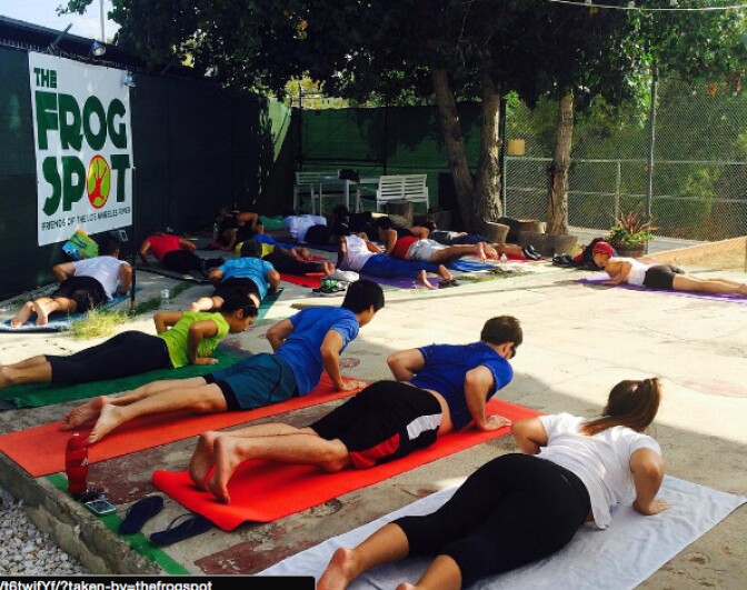 The Frog Spot hosts yoga weekend mornings, coffee throughout the day and turns into a beer garden music venue weekend evenings.