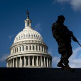 A member of the National Guard patrols the grounds of the US Capitol on March 4, 2021, in Washington, DC. - Lawmakers and staff were advised to stay away from the US Capitol after the FBI and Homeland Security Department warned that violent militia groups and QAnon followers had discussed attacking the legislature on or about March 4. The FBI-Homeland Security bulletin said extremists are still motivated by unfounded Republican claims of widespread voter fraud in the November presidential election won by Democrat Joe Biden. (Photo by Brendan Smialowski / AFP) (Photo by BRENDAN SMIALOWSKI/AFP via Getty Images)