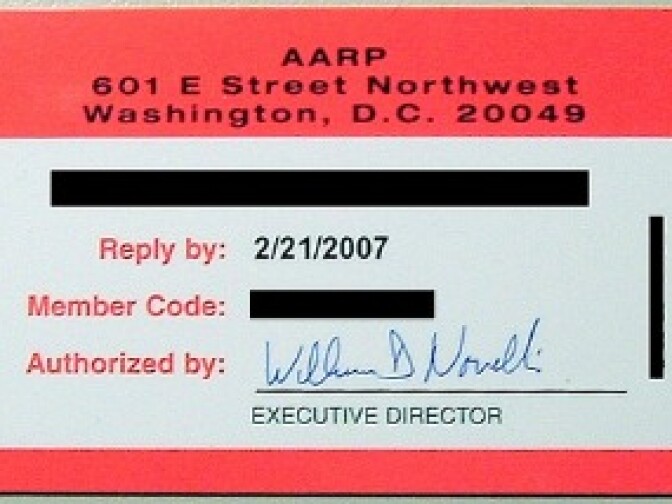 An AARP membership card.