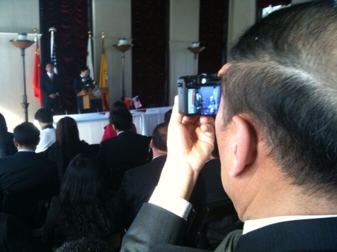 An agreement to encourage investment in L.A. - even though it is non-binding -  attracted intense interest by Chinese business leaders who attended a news conference at City Hall.  L.A. Mayor Antonio Villaraigosa and China's new Consul General Qui Shaofang attended the signing ceremony.
