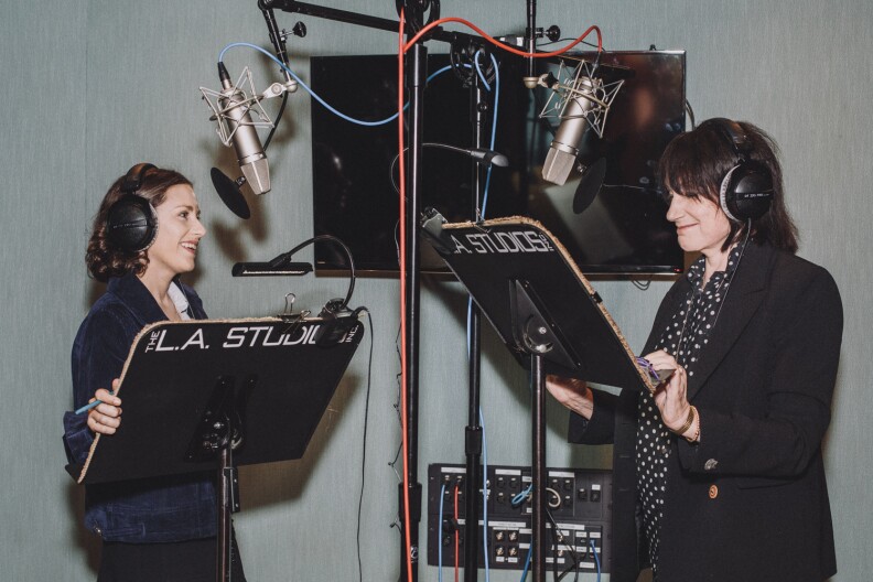 Megan Koester, left, and Merrill Markoe wrote and recorded the audiobook, "The Indignities of Being a Woman."