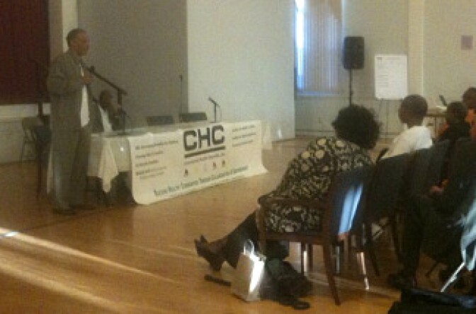 L.A. Councilman Bernard Parks speaks at a community forum at Second African Methodist Episcopal Church in South L.A. about finding healthy alternatives to fast food in the area, August 12, 2010