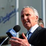LOS ANGELES, CA - APRIL 14:  Los Angeles Dodgers owner Frank McCourt  speaks at a news conference at Dodger Stadium prior to a game between the St. Louis Cardinals and Los Angeles Dodgers on April 14, 2011 in Los Angeles, California. Large numbers of LAPD officers are being deployed as part of a zero tolerance policy toward misbehaving fans in response to the opening day attack on Stow two weeks ago.  (Photo by Kevork Djansezian/Getty Images) *** Local Caption *** Frank McCourt