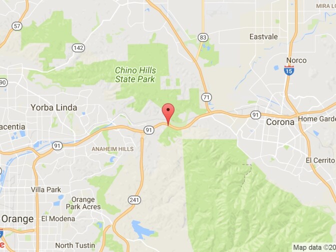 The location of the Canyon Fire, burning on Monday, Sept. 25, 2017.