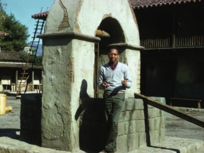 Floyd Norman on the Zorro backlot.