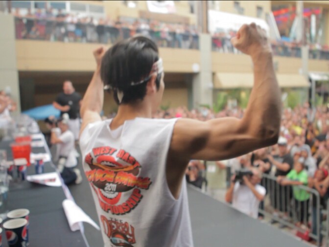 Takeru Kobayashi entered American competitive eating in 2001, when he shattered the Nathan's hot dog eating record.