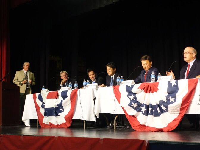 Candidates for San Marino City Council at a voter's forum. Four out of the five candidates name mansionization as a top issue.