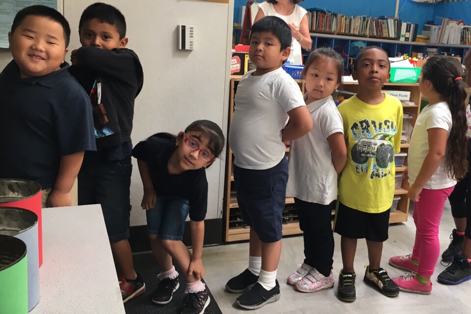 Students line up for recess in the transitional kindergarten class at Pacific Elementary in Sacramento, CA, June 2016. 