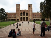 Students go about their business at University of California, Los Angeles (UCLA).
