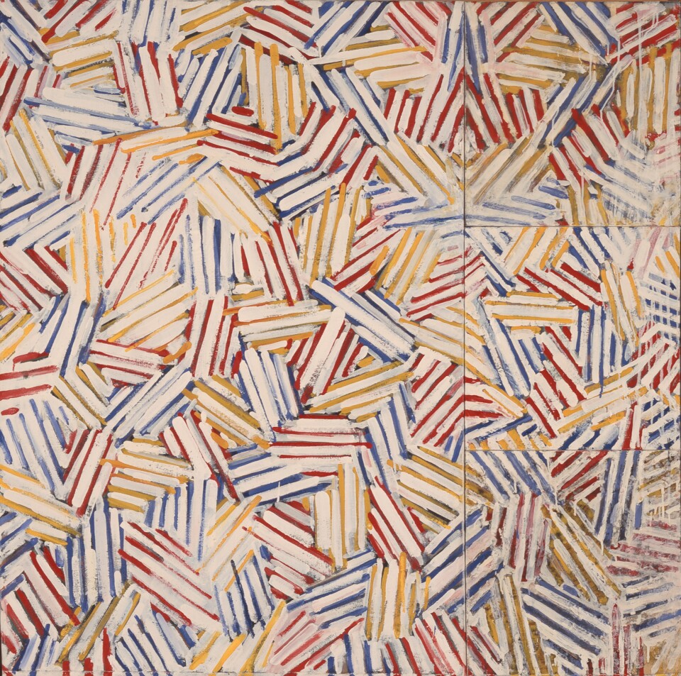 Jasper Johns, Untitled, 1975. Oil and encaustic on canvas (four panels). Broad Collection. Art © Jasper Johns / Licensed by VAGA, New York, NY. Photo: Douglas M. Parker Studio