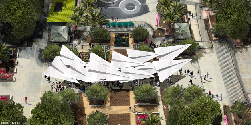 "Paper Airplanes" as seen from above in concept art.