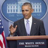 File: President Barack Obama speaks during a surprise appearance at White House Press Secretary Josh Earnest's last daily press briefing of the Obama administration in the Brady Press Briefing Room at the White House in Washington, D.C, Jan. 17, 2017..