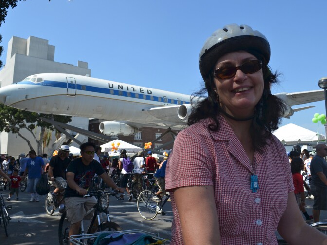 A participant in CicLAvia 2012.
