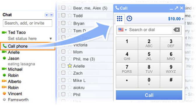 Gmail's calling feature.