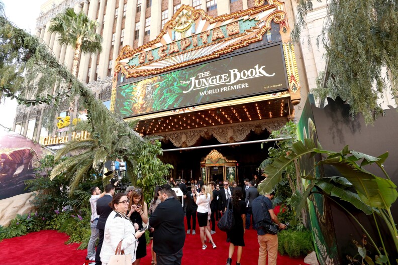 HOLLYWOOD, CALIFORNIA - APRIL 04:  A view of the red carpet for The World Premiere of Disney's "THE JUNGLE BOOK" at the El Capitan Theatre on April 4, 2016 in Hollywood, California.  (Photo by Jesse Grant/Getty Images for Disney)