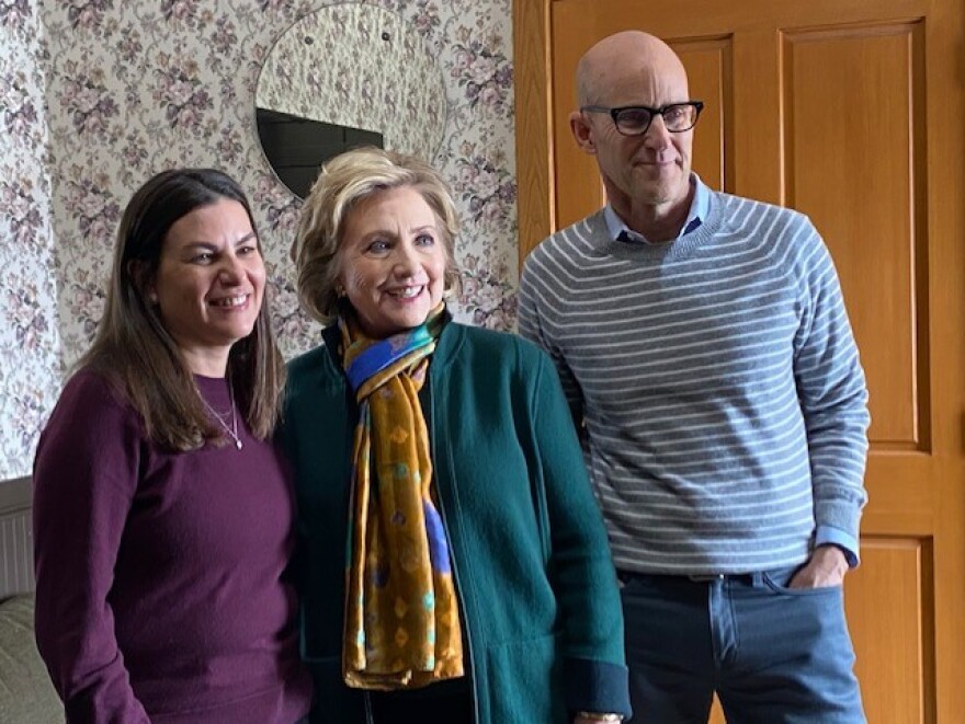 Filmmaker Nanette Burstein, Hillary Clinton and The Frame's John Horn at the Sundance Film Festival, where a four-part documentary about the former Secretary of State had its premiere. 