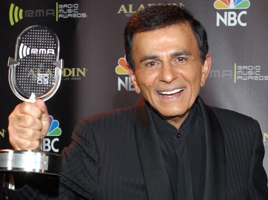 In this Oct. 27, 2003 file photo, Casey Kasem poses for photographers after receiving the Radio Icon award during The 2003 Radio Music Awards in Las Vegas. A judge on Tuesday, Oct. 15, 2013, delayed a decision on whether to create a temporary conservatorship for Kasem after a court-appointed attorney told him the ailing radio personality is receiving adequate daily care. 