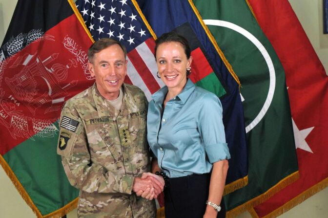 Former CIA Director David Petraeus to teach at USC. In this handout image provided by the International Security Assistance Force (ISAF), former Commander of International Security Assistance Force and U.S. Forces-Afghanistan; CIA Director Gen. Davis Petraeus (L) shakes hands with biographer Paula Broadwell, co-author of "All In: The Education of General David Petraeus" on July 13, 2011. 