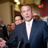 US House Speaker John Boehner speaks to the press at the US Capitol in Washington on October 1, 2013. The White House budget director late September 30, 2013 ordered federal agencies to begin closing down after Congress failed to pass a budget to avert a government shutdown. 