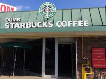 A "Dumb Starbucks" location in Los Feliz that popped up Friday night, Feb. 7, 2014.