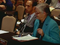 Sen. Fran Pavley and Los Angeles Councilman Mitchell Englander at a state-sponsored workshop in Woodland Hills to address energy reliability without the gas storage at Aliso Canyon