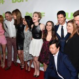 HOLLYWOOD, CA - FEBRUARY 12:  Actors Chris Wylde, Bella Thorne, CBS Films' Mark Ross, actors Bianca Santos, Skylar Samuels, Mae Whitman, Robbie Amell, Ken Jeong, CBS Films Co-President Terry Press, producer McG and actor Nick Eversman attend a Fan Screening of CBS Films' "The Duff" at the TCL Chinese 6 Theatres on February 12, 2015 in Hollywood, California.  (Photo by Alberto E. Rodriguez/Getty Images)