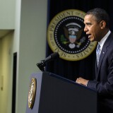 WASHINGTON, DC - FEBRUARY 14: U.S. President Barack Obama speaks about a payroll tax cut and unemployment insurance February 14, 2012 at the South Court Auditorium of the Eisenhower Executive Office Building of the White House in Washington, DC. Obama called on the Congress to extend the payroll tax cut and unemployment insurance through the end of the year.  (Photo by Alex Wong/Getty Images)