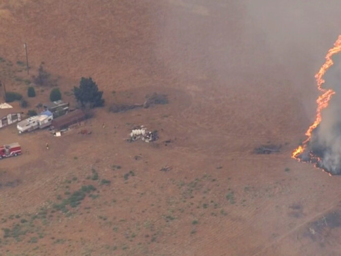 The Bogart Fire near Cherry Valley in Riverside County has burned through more than 400 acres, threatening residences.