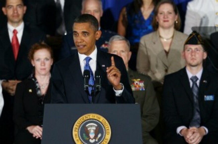 President Barack Obama speaks about veteran employment programs at the Washington Navy Yard, on August 5, 2011.
