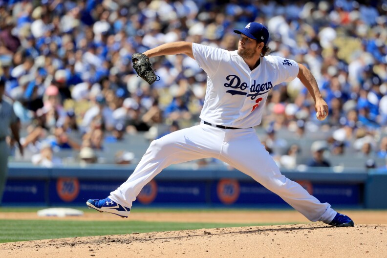 LOS ANGELES, CA - APRIL 03:  Clayton Kershaw #22 of the Los Angeles Dodgers pitches during the fifth inning during an Opening Day game against the San Diego Padres at Dodger Stadium on April 3, 2017 in Los Angeles, California.  (Photo by Sean M. Haffey/Getty Images)